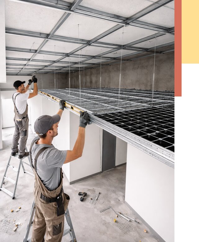 Монтаж потолка грильято в Дубне от 459 руб./м² — быстрая сборка под ключ | ОТДЕЛОЧНИК-Дбн