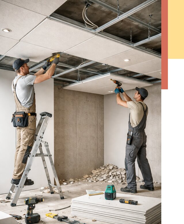 Монтаж акустического потолка в Дубне от 6636 руб/м2 — быстро и недорого | ОТДЕЛОЧНИК-Дбн