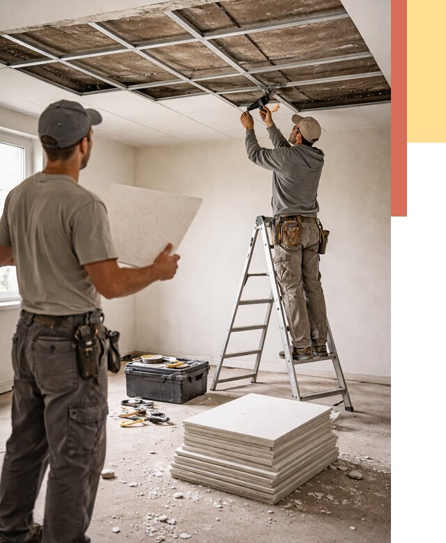 Замена плит подвесного потолка в Дубне от 1787 руб. быстро и недорого | ОТДЕЛОЧНИК-Дбн