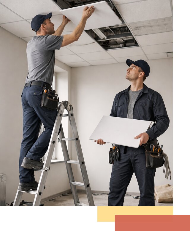 Обслуживание подвесного потолка в Дубне — ремонт и чистка