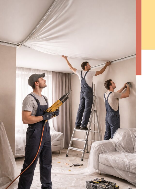 Установка натяжного потолка в Дубне от 4594 руб. | Быстро и недорого — ОТДЕЛОЧНИК-Дбн