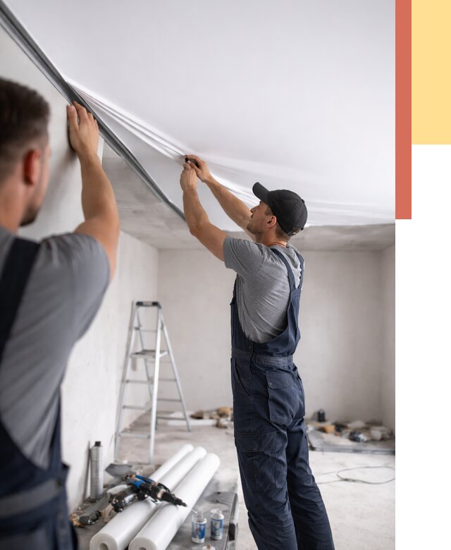 Монтаж матового натяжного потолка в Дубне от 4594 руб./м² — быстро и недорого | ОТДЕЛОЧНИК-Дбн