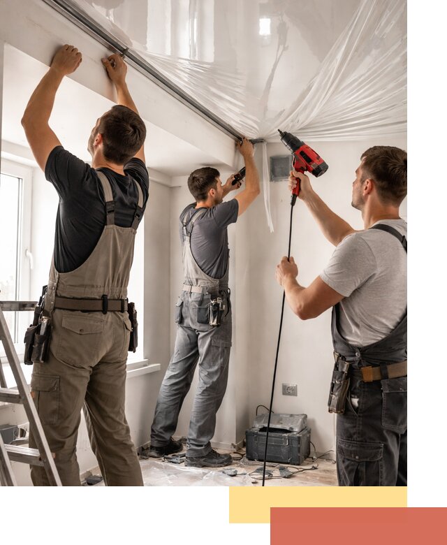 Монтаж глянцевого натяжного потолка в Дубне быстро и качественно