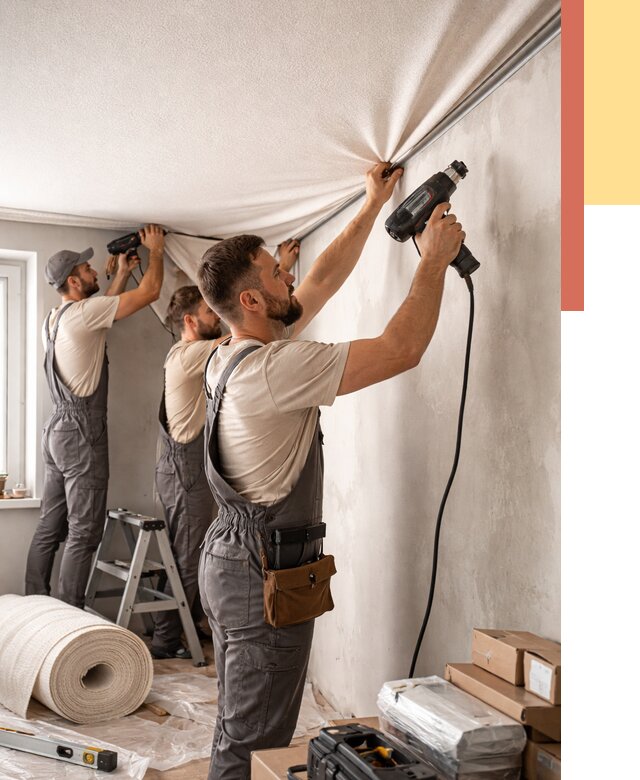 Монтаж фактурного натяжного потолка в Дубне от 766 руб. — ОТДЕЛОЧНИК-Дбн