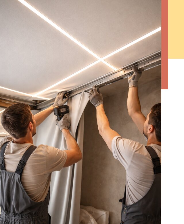 Монтаж натяжного потолка со световыми линиями в Дубне от 1225 руб. | ОТДЕЛОЧНИК-Дбн