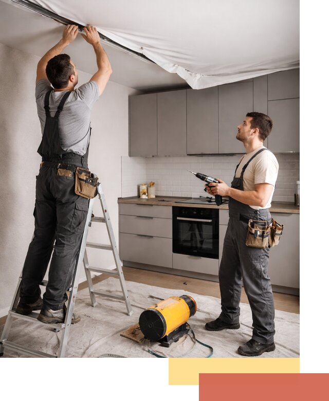 Монтаж натяжного потолка на кухне в Дубне