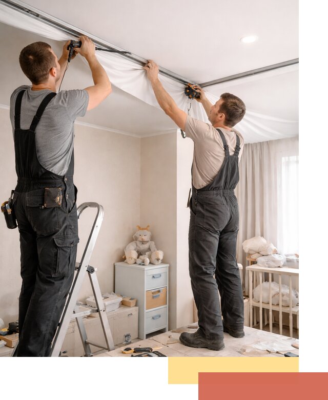 Монтаж натяжного потолка в детской комнате в Дубне