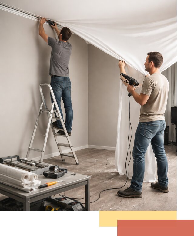 Монтаж натяжного потолка в студии в Дубне