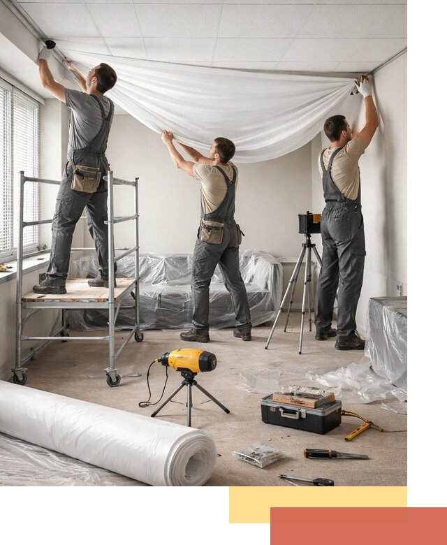 Монтаж натяжного потолка в офисе в Дубне