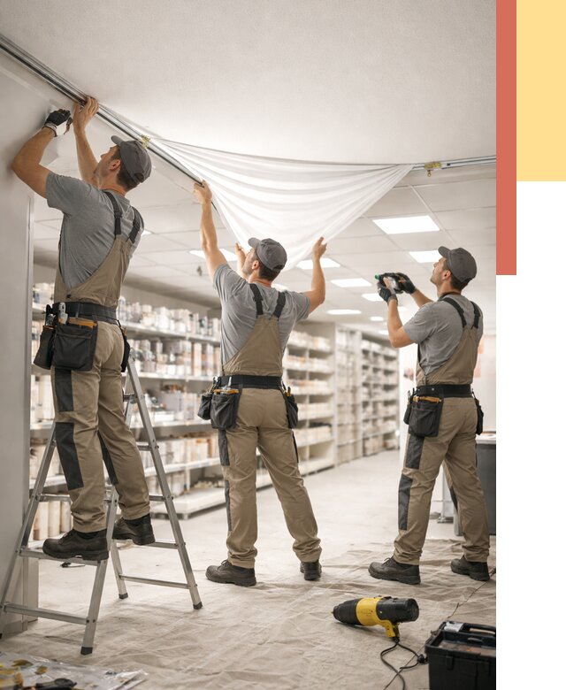 Монтаж натяжного потолка в магазине в Дубне от 4594 руб. быстро и недорого | ОТДЕЛОЧНИК-Дбн