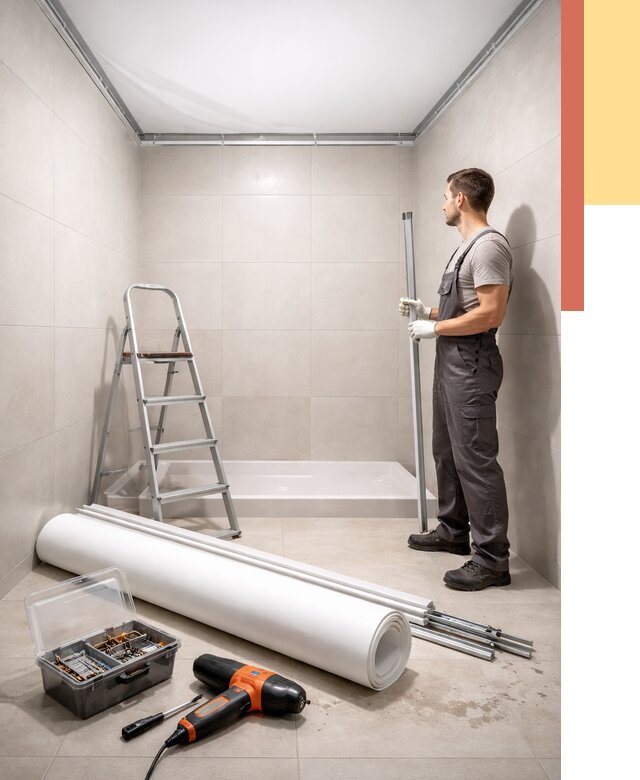 Монтаж натяжного потолка в санузле в Дубне от 1889 руб. — ОТДЕЛОЧНИК-Дбн