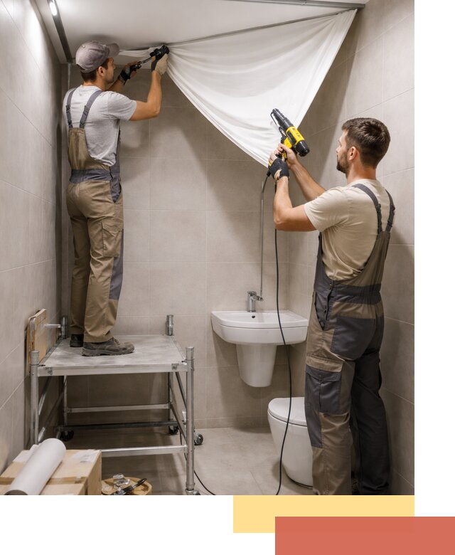 Монтаж натяжного потолка в санузле в Дубне