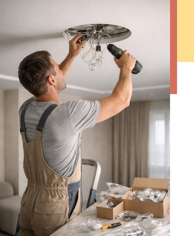 Установка люстры в натяжной потолок в Дубне от 1225 руб. | Быстро и недорого — ОТДЕЛОЧНИК-Дбн