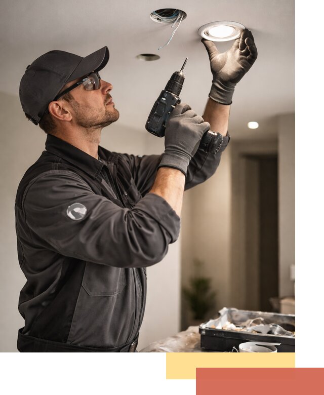 Установка точечных светильников в натяжной потолок в Дубне