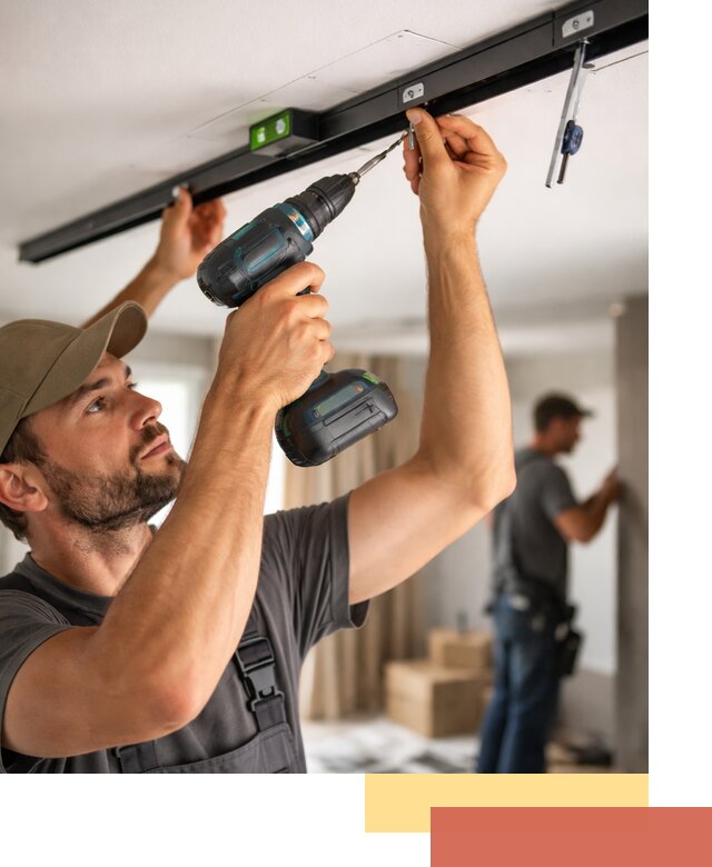 Установка трековых светильников в натяжной потолок в Дубне