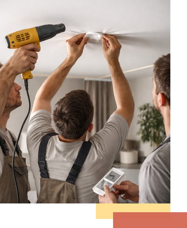 Ремонт прокола полотна натяжного потолка в Дубне