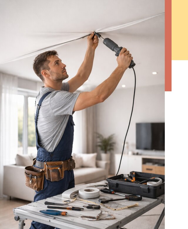 Ремонт натяжных потолков в Дубне от 9699 руб. под ключ — ОТДЕЛОЧНИК-Дбн