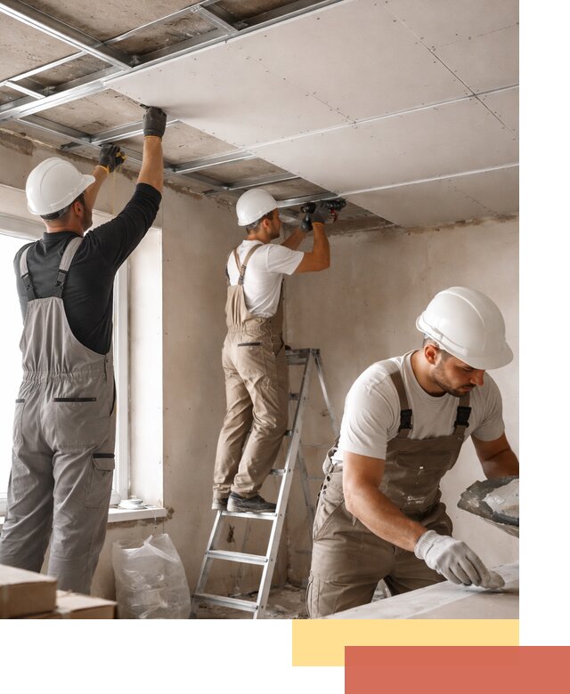 Одноуровневый потолок из гипсокартона в Дубне — монтаж и отделка