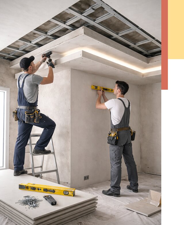 Двухуровневый потолок из гипсокартона в Дубне от 1480 руб. под ключ | ОТДЕЛОЧНИК-Дбн