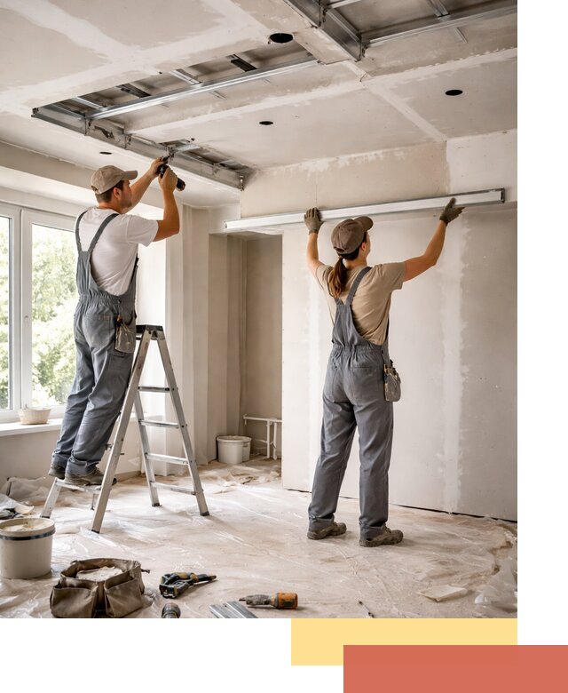 Монтаж многоуровневого потолка из гипсокартона в Дубне