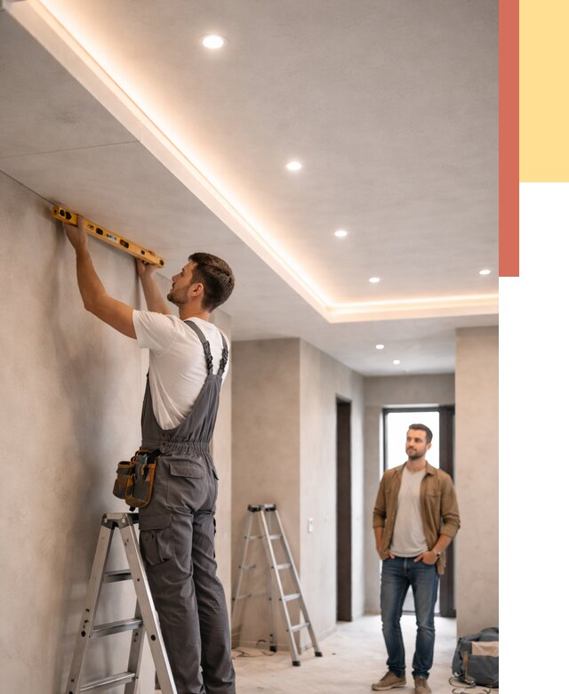 Потолок из гипсокартона с подсветкой в Дубне от 766 руб./м2 под ключ | ОТДЕЛОЧНИК-Дбн