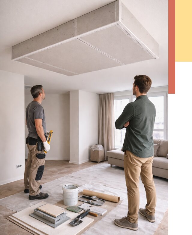 Короб на потолке из гипсокартона в Дубне от 2246 руб. — монтаж и услуги под ключ | ОТДЕЛОЧНИК-Дбн