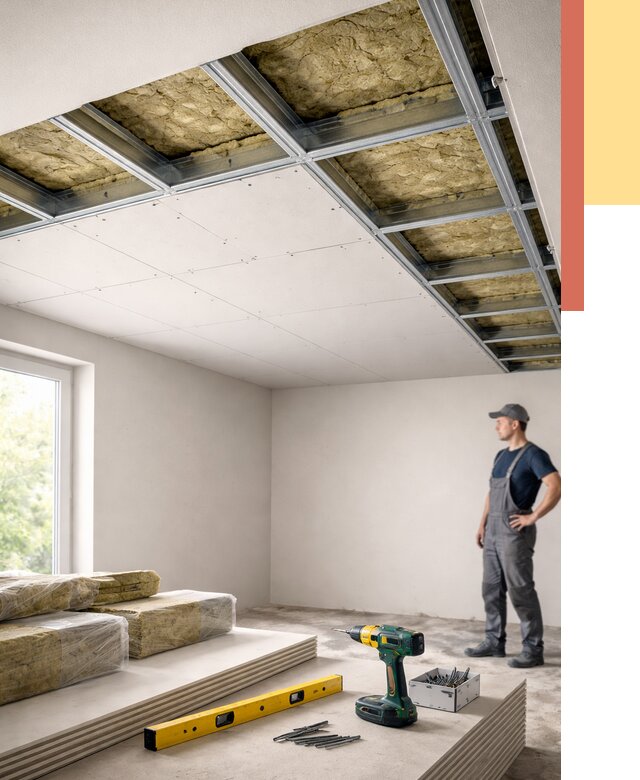 Звукоизоляция потолка ГКЛ в Дубне от 970 руб. — монтаж под ключ | ОТДЕЛОЧНИК-Дбн