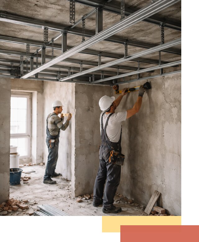 Монтаж каркаса потолка из профильного профиля в Дубне