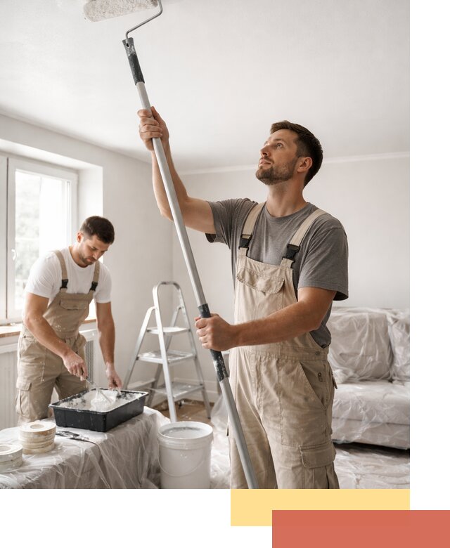 Покраска потолка водоэмульсионной краской в Дубне