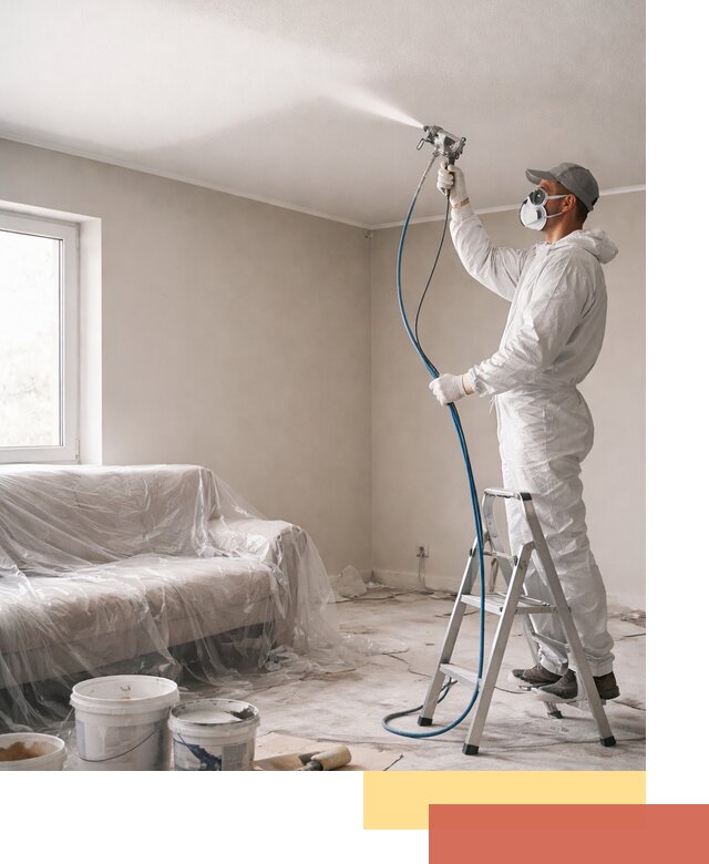 Покраска потолка краскопультом в Дубне быстро и качественно